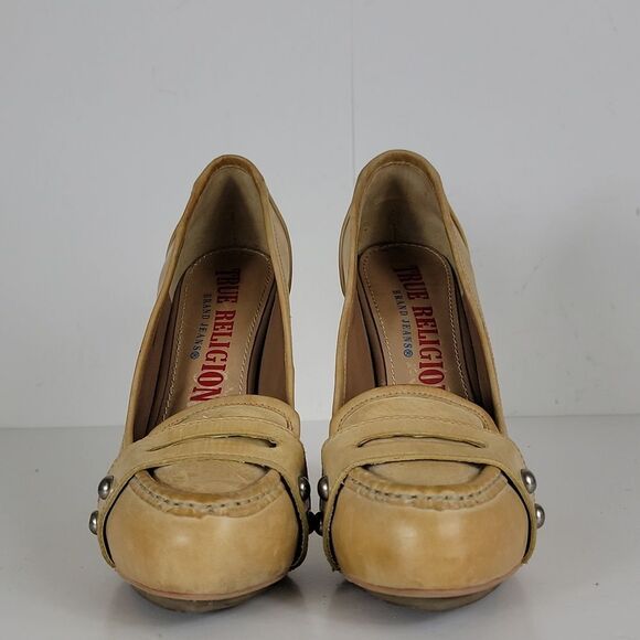 True Religion Hathaway Camel Leather Women's Pump Heels - Picture 9 of 15